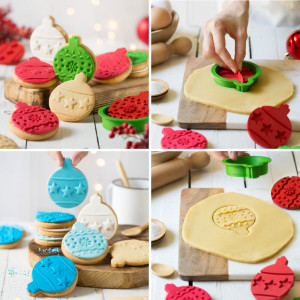 Cutter + Plastic Christmas Marker - Globes Ø 7.5 x H 2.2 cm, Set 3 pcs - Img 3