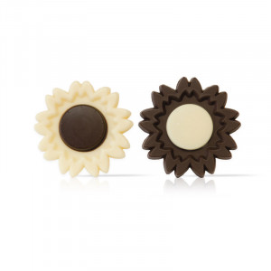 Decoratiuni de Ciocolata Alba, Neagra Floarea Soarelui Dobla, Ø 3.5 cm, 700 gr, 235 Buc - Img 1