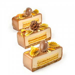 Dupla sárga ívelt leveles csokoládé dekoráció, 3,3x1,9 cm, 120 gr, 144 darab - Img 2