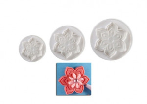 Floare 6 Petale - Decupatoare Plastic cu Extractor Ø 4 - 7 cm, Set 3 Buc - Img 2