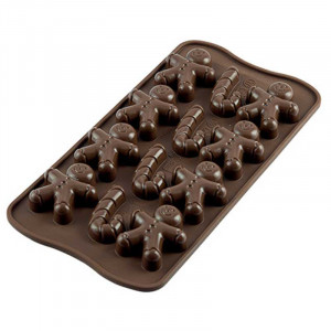 Forma Silicon Praline Silikomart Craciun Mr. Ginger 4.3 x 3.5 x H 1.2 cm, 4 ml, 12 cavitati (SCG12)