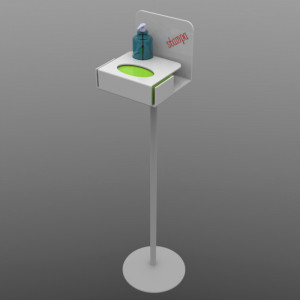 Glove Hol Holder and Sanitising Bottle Ø 10.2 cm, White Plexiglas, H126 cm - Img 2