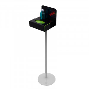 Glove Holder and Sanitising Bottle Ø 10.2 cm, Black Plexiglas, H126 cm - Img 1
