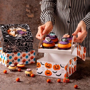 Halloween desszertes dobozok 17,5 x 17,5 x H 8,5 cm, 24 db - Img 2