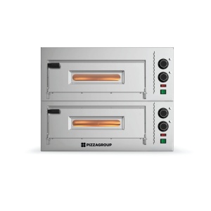 Kompakt pizzasütő, 2 x sütőkamra, 1 x Ø 30-34 cm/kamra, hőmérséklet 450⁰C, modell M35/8-B, Pizza Group