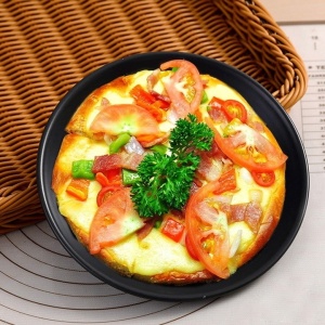 Kúpos pizzatálca, Ø 18 x H 2,5 cm, Fekete tábla - Img 2