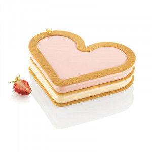 Love Story Silicon Cake Tin x 2 + Cutter 17.3 x 21 x H 1.8 cm, 412 ml - Img 1