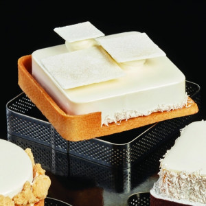Microperforated Square Tart Frame Rounded Corners, 8.5x8.5x8.5xH2cm - Img 2