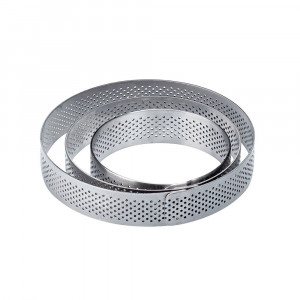 Microperforated Stainless Steel Round Tart Frame, Ø9xH3.5cm - Img 2