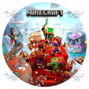 Minecraft Model 3 printed sugarpaste, Ø 20 cm - Confectioner Istet