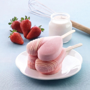 Mini Heart GEL03M Silicone Ice Cream Tin, 3 cavities x 6.7 x 5.5 x H 1.8 cm, 45 ml, 50 sticks - Img 3
