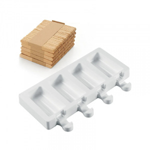 Mini Vintage GEL10M Силиконова форма за мини сладолед, 4 кухини x 3,7 x 7 x H 1,8 cm, 37 ml, 50 пръчици - Img 2