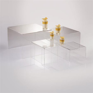 Modular Sideboard 4 Shelves, Transparent Plexiglas, H 12 - 26 cm