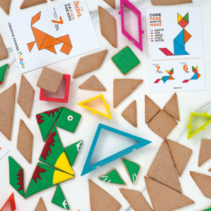 Műanyag vágógépek Geometrikus formák - Tangram puzzle, 6 db-os készlet + 20 lehetséges modell - Img 2