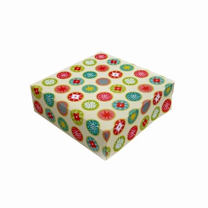 Négyzet alakú sivatagi doboz, karton Kaleidoszkóp design 25 x 25 x H 8 cm