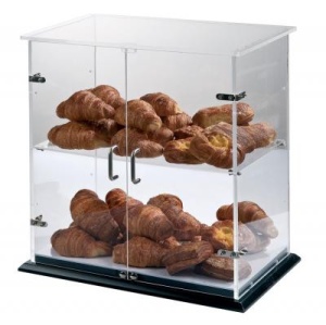Neutra pad vitrin 2 polccal, plexiüveg átlátszó/fekete, 67 x 40 x H 53 cm, 67 x 40 x H 53 cm - Img 2