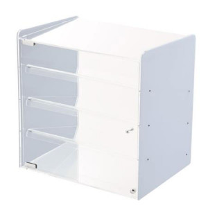 Neutra pad vitrin 4 polccal, plexiüveg átlátszó/fehér, 42 x 31 x H 42,5 cm