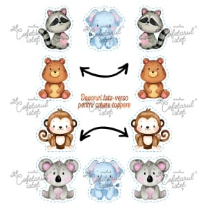 Nyomtatott gofri Baby Jungle modell 4, 5 dekoráció elöl és hátul Topper Ø 2 - 8 cm, A4 - Cukrászda Istet