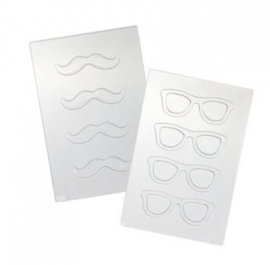 Ochelari si Mustata 3D - Kit Matrite Plastic 8 Subiecte Ciocolata - Img 3