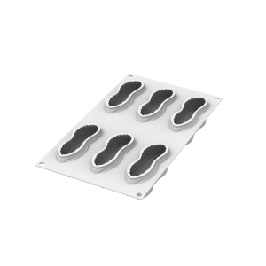 Peanut 3D 10.7 x 4.3 x H 4 cm - Silicone mould Monoportion, 6 cavities x 100 ml + cutter - Img 2
