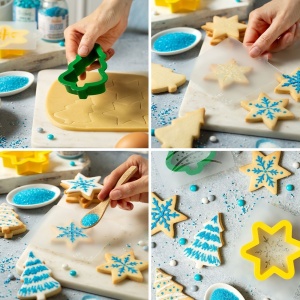 Plastic Christmas Cutters - Star and Fir Tree Ø 7 - 8 x H 2.2 cm, 2 pcs + 4 Sand Sands - Img 3