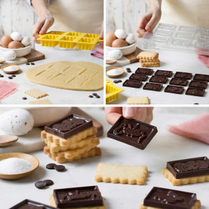 Plastic Cookie Cutter Biscuit Paste 6 x 4.3 x H 2.2 cm, 6 Notches + Plastic Chocolate Mould - Img 3