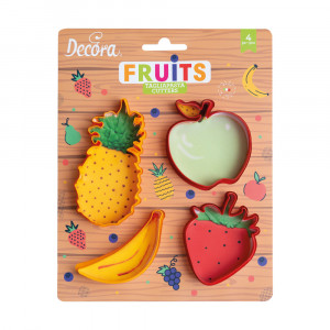 Plastic Fruit Cutters - Pineapple, Banana, Strawberry, Apple R 7 - 10 cm, 4 pieces - Img 1