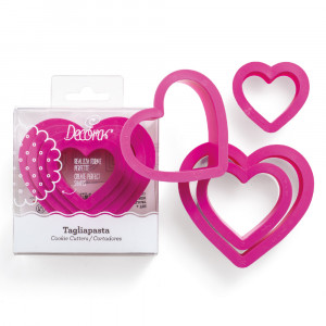 Plastic Heart Cutters, R 4 - 8 x H 2.2 cm, Set 4 pcs - Img 1