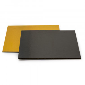 Platou Tort Patrat 2 Fete, Negru/Auriu, 40x40xH0.3 cm
