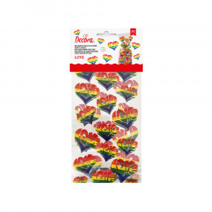 Pungi S cu Baza, Celofan cu Model Love, 12.5 x 3 x H 24 cm, Set 20 Buc - Img 1