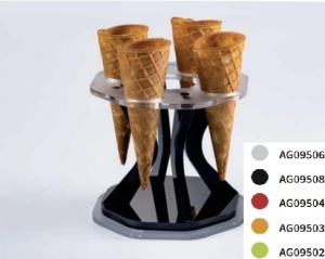 Rotating Serving Stand 4 Ice-Cream Cones, Frosted Plexiglas, Ø15.5xH14cm - Img 1