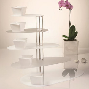 Sideboard állvány Sideboard modell Zen, 5 polc, plexi fehér/átlátszó, H 50,5 cm, plexiüveg fehér/átlátszó, H 50,5 cm - Img 2