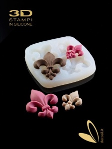 Silicon mould Lily Florentine / Fleur de Lis, Ø 5.6 and 3.5 cm, 4 Subjects - Img 2
