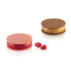 Silicon mould Sweet Round Ø 8 x H 2.1 cm, 4 cavities x 95 ml + cutter - Img 1