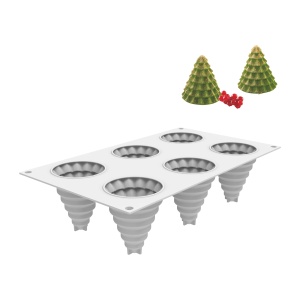 Silicone mould Brad Christmas (Sapin Magique) Ø 6.7 x H 7.4 cm, 6 cavities, 85 ml - Img 3