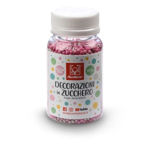 Silver and Metallic Pink Sugar Pearls, 100 g