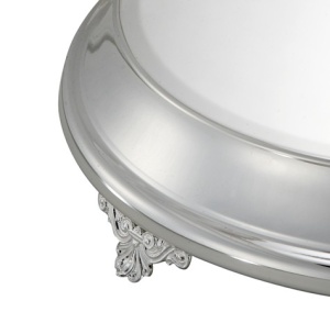 Silver-plated brass cake stand Round Ø 48/ Ø 42 x H 9 cm, Cardinal style - Img 2