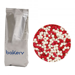 Sugar Pearls Colourmix - White and Red Ø 1.5 mm, 1 Kg - Img 1