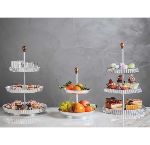Suport Bufet, Candy Bar TUTTI FRUTTI,Ø 22-16 x H 32 cm, Aluminiu si Bronz - Img 2