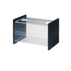 Suport Gelaterie Lingurite Plastic, Plexiglas Transparent si Negru, 22 x 26 H 21 cm