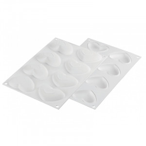 Szív tortakészlet 8 x 7 x H 2 cm, 6 mikroperforált réz + szilikon forma 8 üreg 30 ml - Img 5