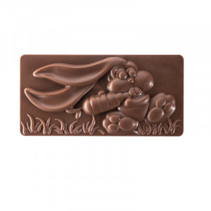 Tablete Ciocolata 15.4 x 7.7 x H 1.3 cm - Matrita Policarbonat Choco Bar Iepuras de Paste, 3 cavitati, 100 g