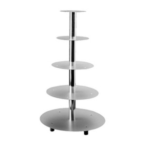 Tortaállvány 5 polccal, rozsdamentes acél/alumínium, Ø 45 x H 70 cm