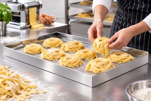 Tray without legs for drying pasta or cooling various products, stainless steel, 60 x 40 cm - Img 2