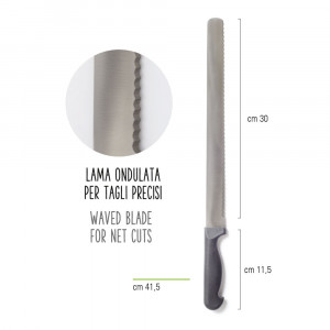 Нож от неръждаема стомана с гофрирано острие 30 cm, L 41,5 cm - Img 2