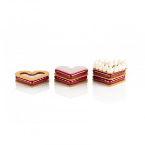 Силиконова форма Ниво на сърцето 8 x 6,6 x H 1,2 cm, 8 кухини, 35 ml + резец - Img 2