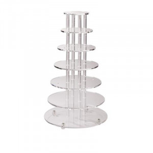 Cake / Buffet Stand, Model Infinity, Transparent Plexiglas, 7 Round Plates - Img 2