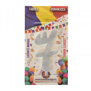 Cake Candle XL H 12 cm, Figure 7, Silver - Img 2
