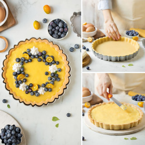 Cake Tray with Scalloped Edges and Removable Base, Ø 25 x H 3 cm, Non-stick Aluminium - Img 3