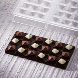 Chocolate bars 15.4 x 7.7 x H 1.4 cm - Polycarbonate Pyramid mould, 3 cavities - Img 2